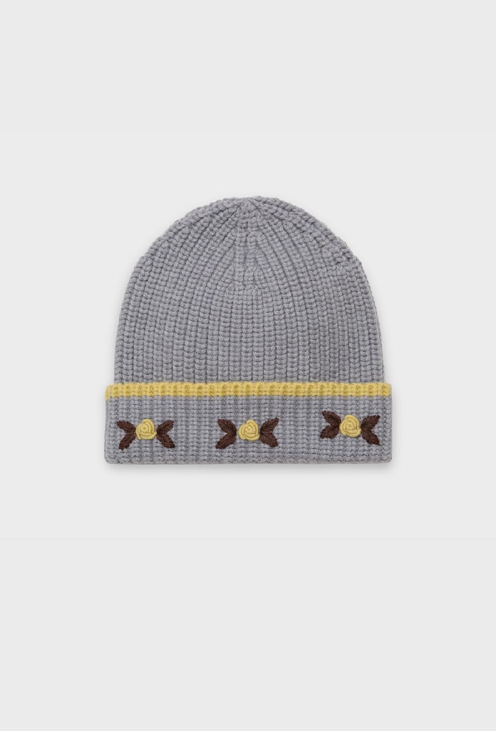 shrimps Birdie Beanie - Pale Grey/Dusty Yellow
