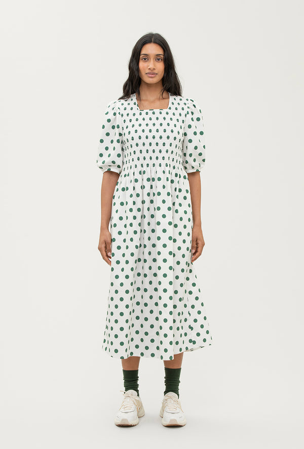 Shrimps Daria Dress - Green Spot/Cream
