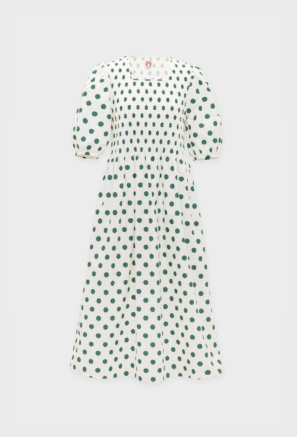 shrimps Daria Dress - Green Spot/Cream