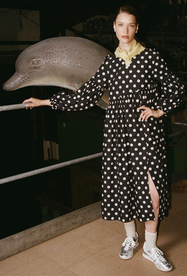 Shrimps Fenella Dress - Black/Ecru Spot