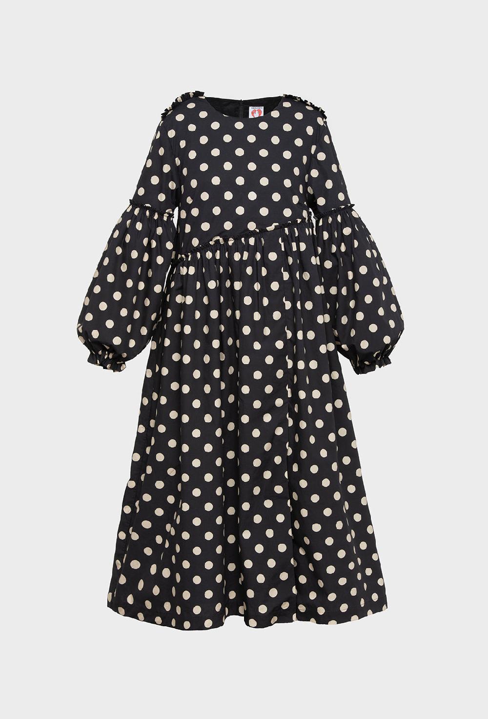 shrimps Fenella Dress - Black/Ecru Spot