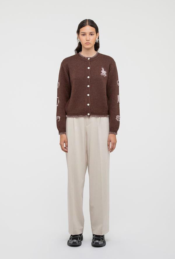 Shrimps Hartley Cardigan - Chocolate Brown/Pale Pink