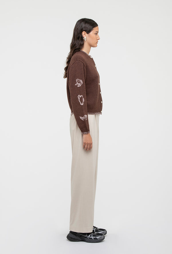Shrimps Hartley Cardigan - Chocolate Brown/Pale Pink