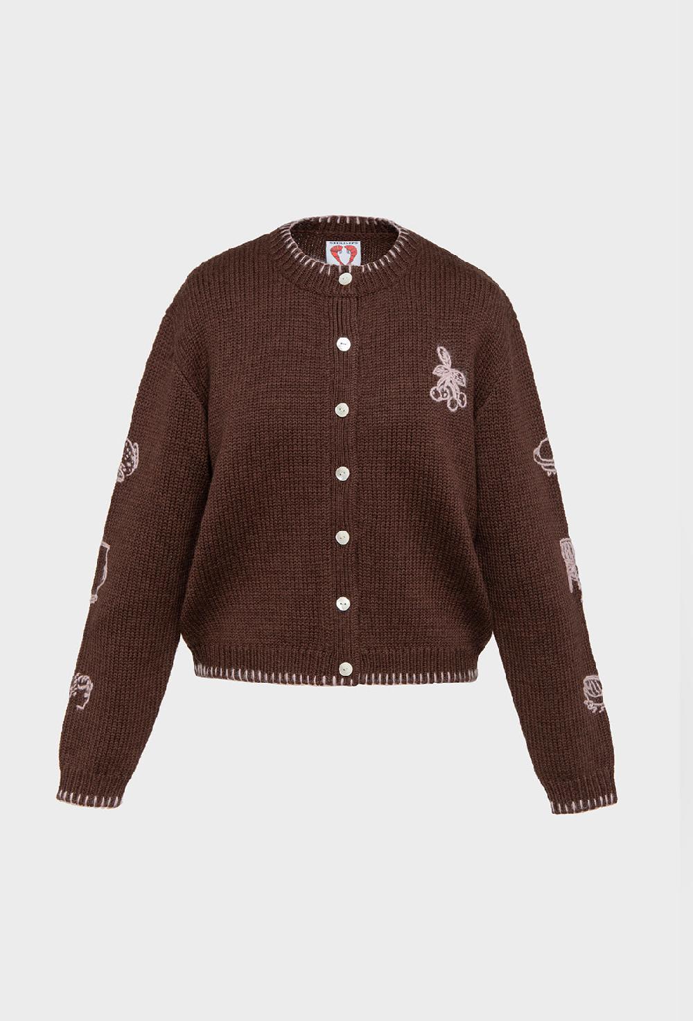 shrimps Hartley Cardigan - Chocolate Brown/Pale Pink
