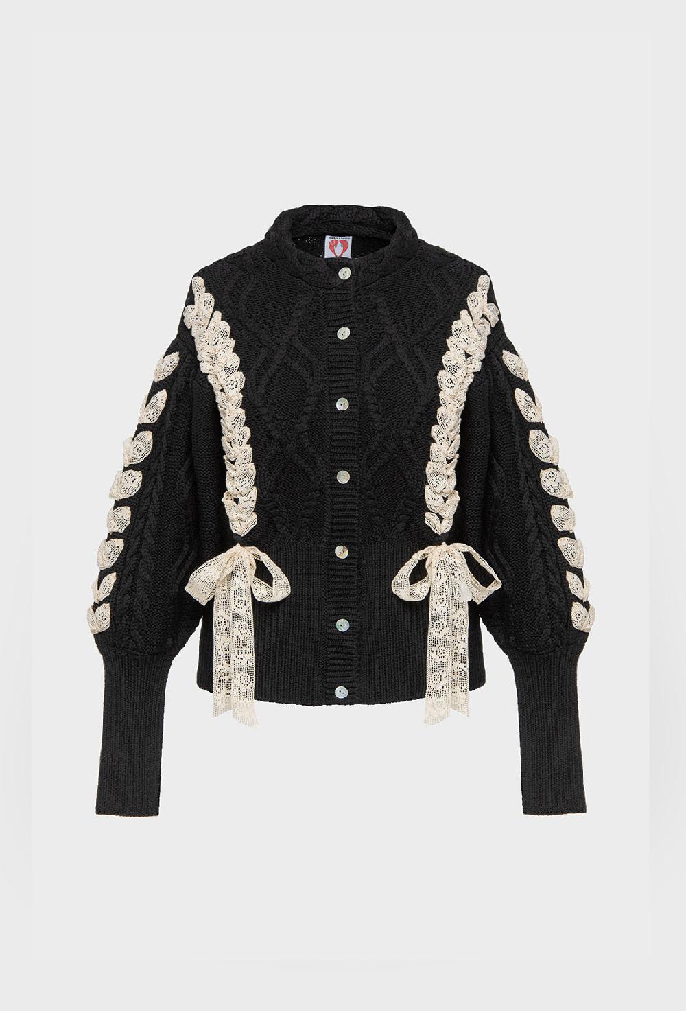 shrimps Jesse Cardigan - Black/Cream