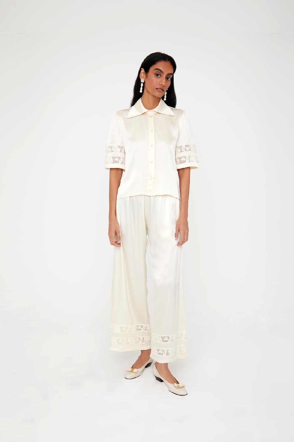 shrimps Libra Trousers - Ivory/Off-white