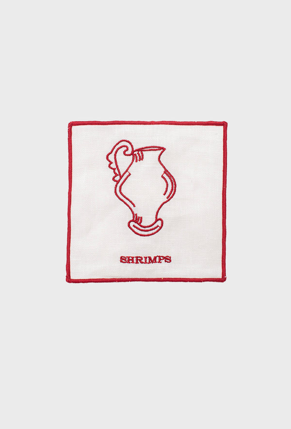 Shrimps Meadow Set Of 4 Coasters - Cream/Rose Red