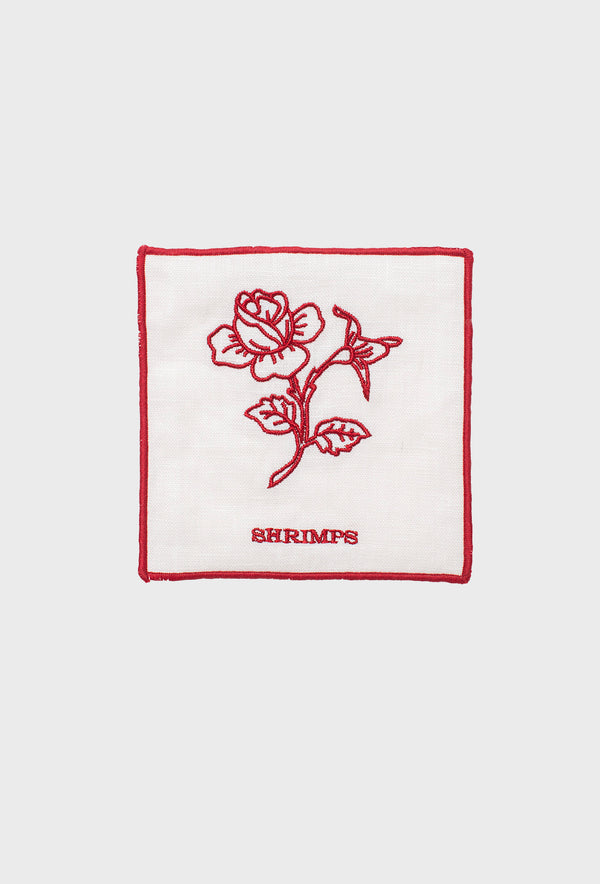 Shrimps Meadow Set Of 4 Coasters - Cream/Rose Red