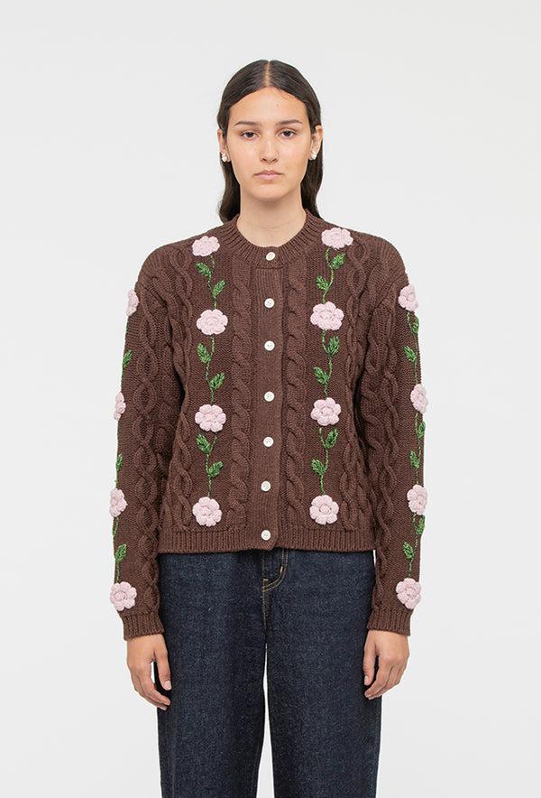 Shrimps Minnie Cardigan - Chocolate Brown/Pale Pink
