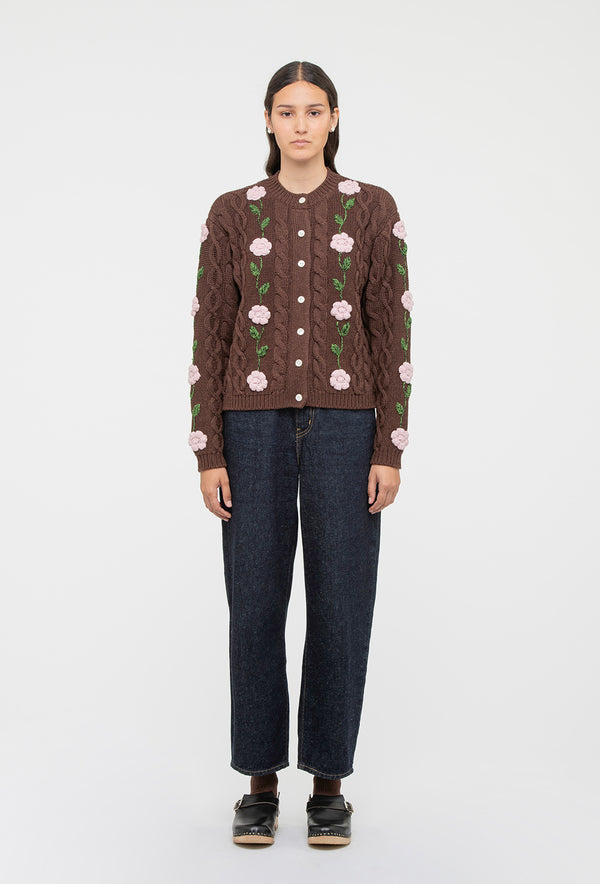 Shrimps Minnie Cardigan - Chocolate Brown/Pale Pink