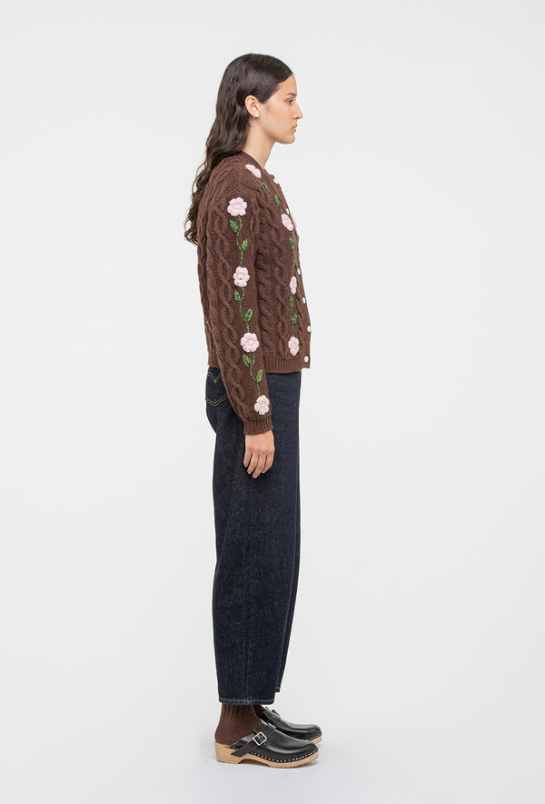 Shrimps Minnie Cardigan - Chocolate Brown/Pale Pink