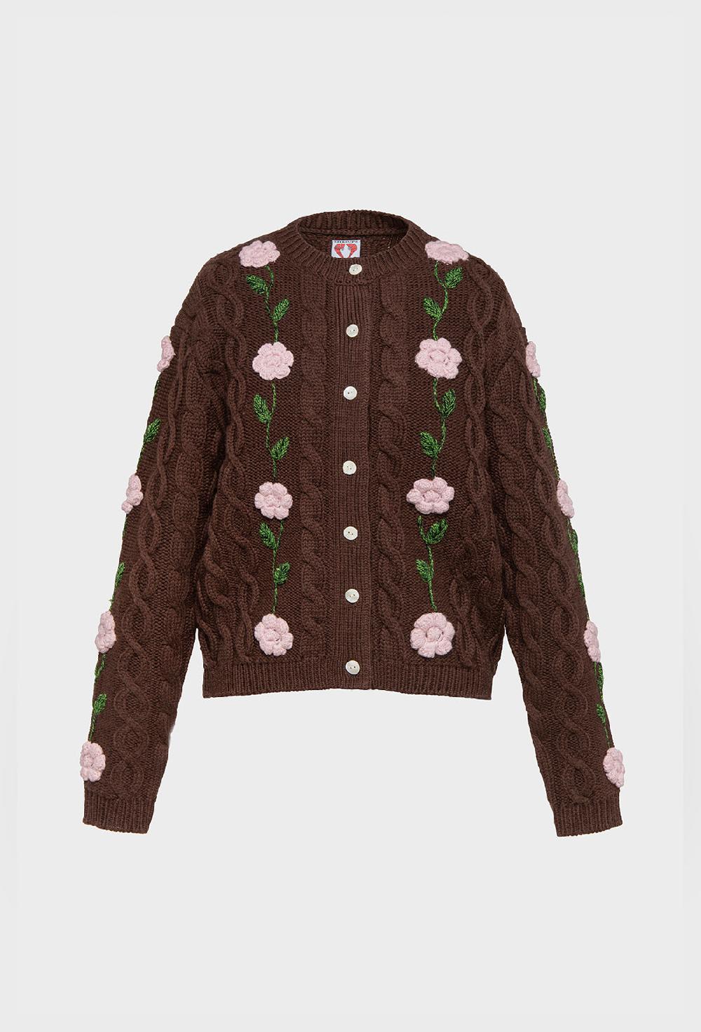 shrimps Minnie Cardigan - Chocolate Brown/Pale Pink