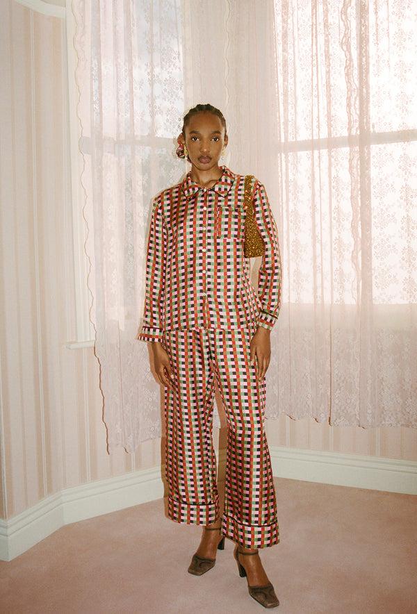 Shrimps Nixi Pyjama Bottoms - Multi/Grid - Final Sale