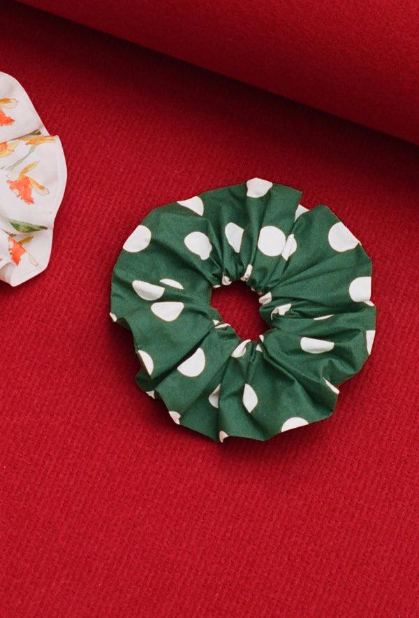 Shrimps Prue Scrunchie - Cream Spot/Green