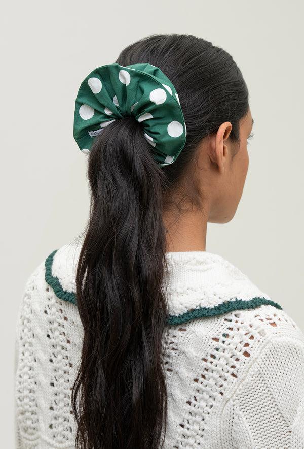Shrimps Prue Scrunchie - Cream Spot/Green