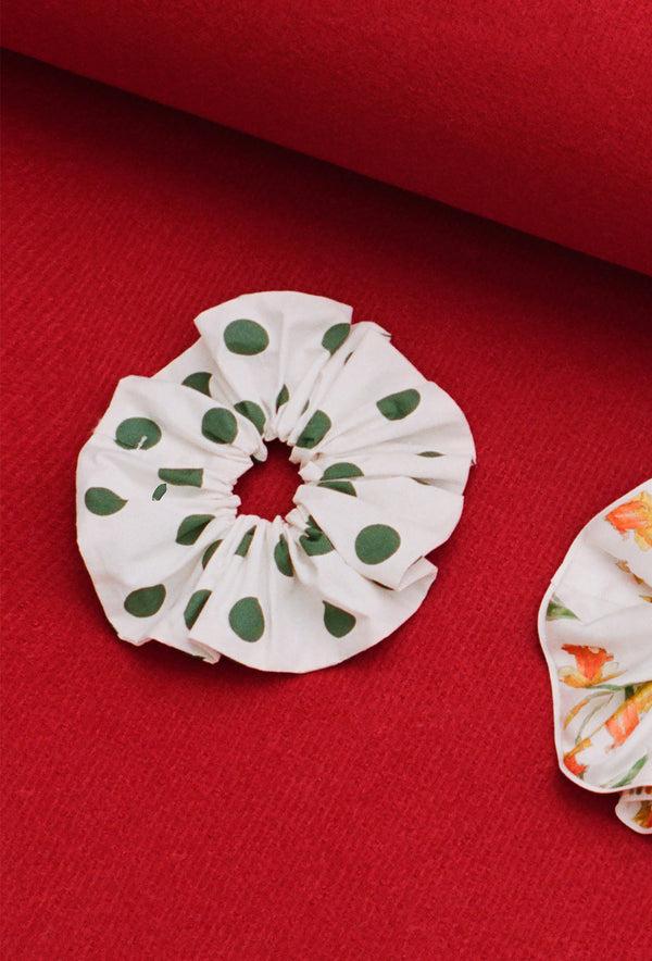Shrimps Prue Scrunchie - Green Spot/Cream