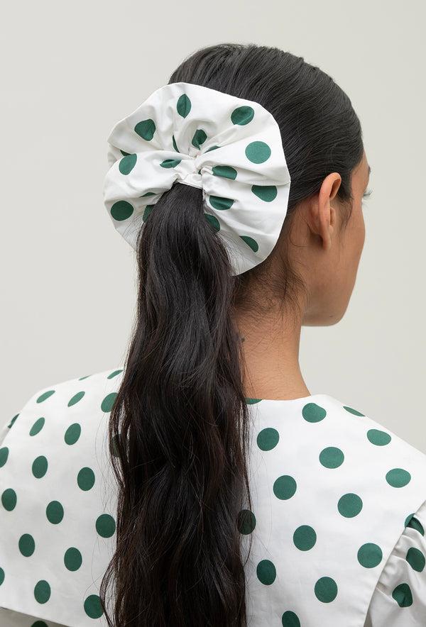 Shrimps Prue Scrunchie - Green Spot/Cream