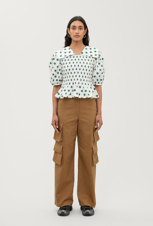 Shrimps Rowan Blouse - Green Spot/Cream