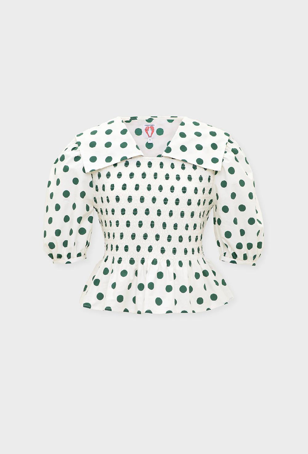 shrimps Rowan Blouse - Green Spot/Cream