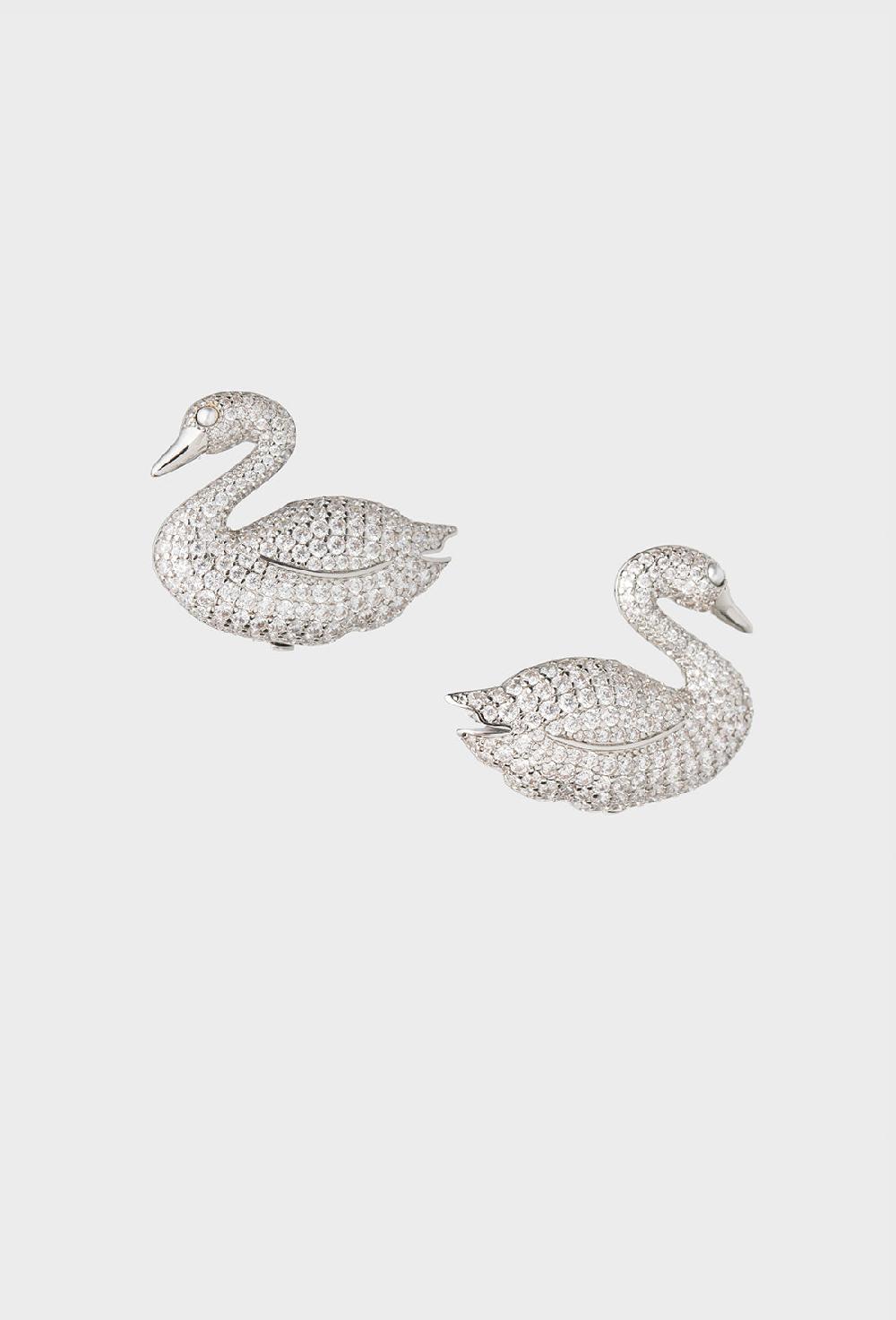 shrimps Swan Earrings - Silver