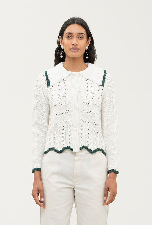 Shrimps Trixie Cardigan - Cream/Green