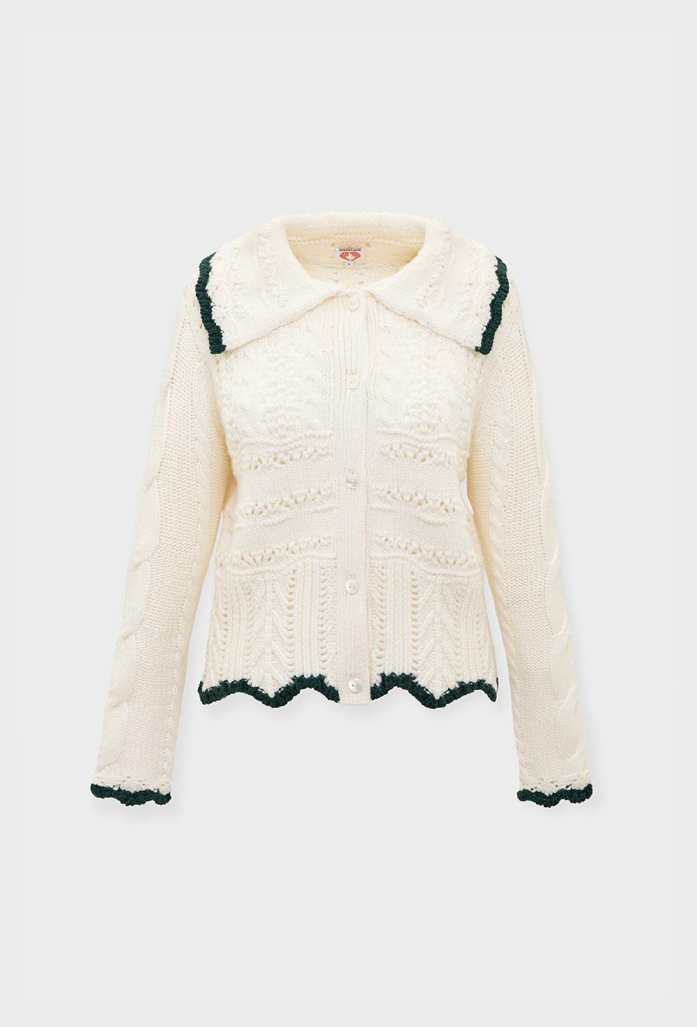 shrimps Trixie Cardigan - Cream/Green
