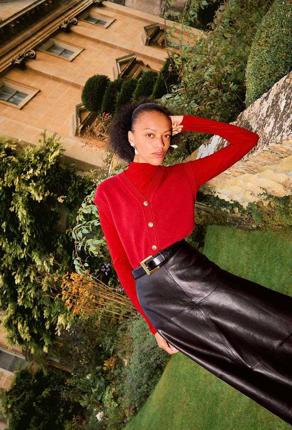 Shrimps Shrimps X Reformation Clover Cashmere Vest - Sundried Tomato