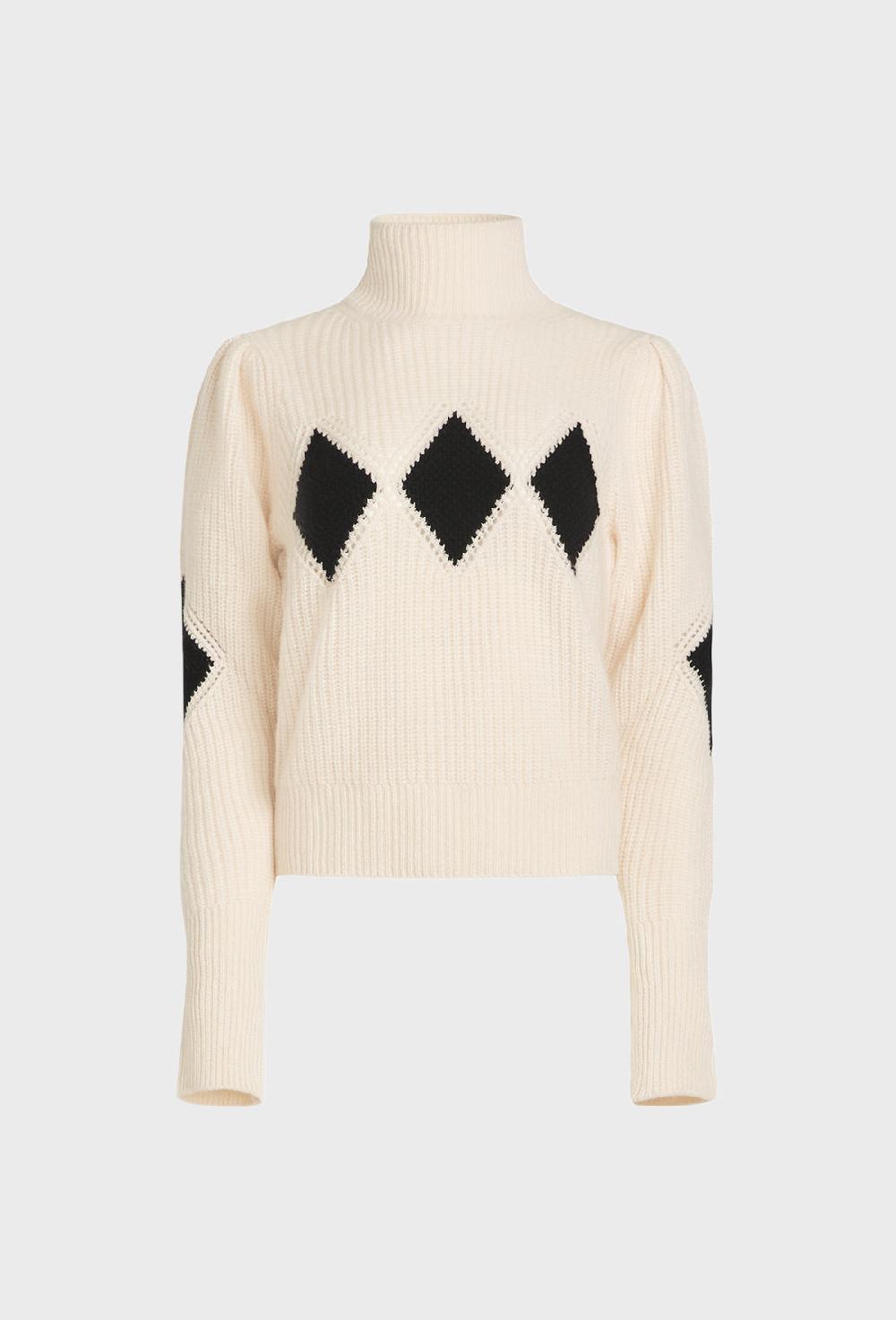 shrimps Shrimps x Reformation Diamond Cashmere Turtleneck - Cream/Black