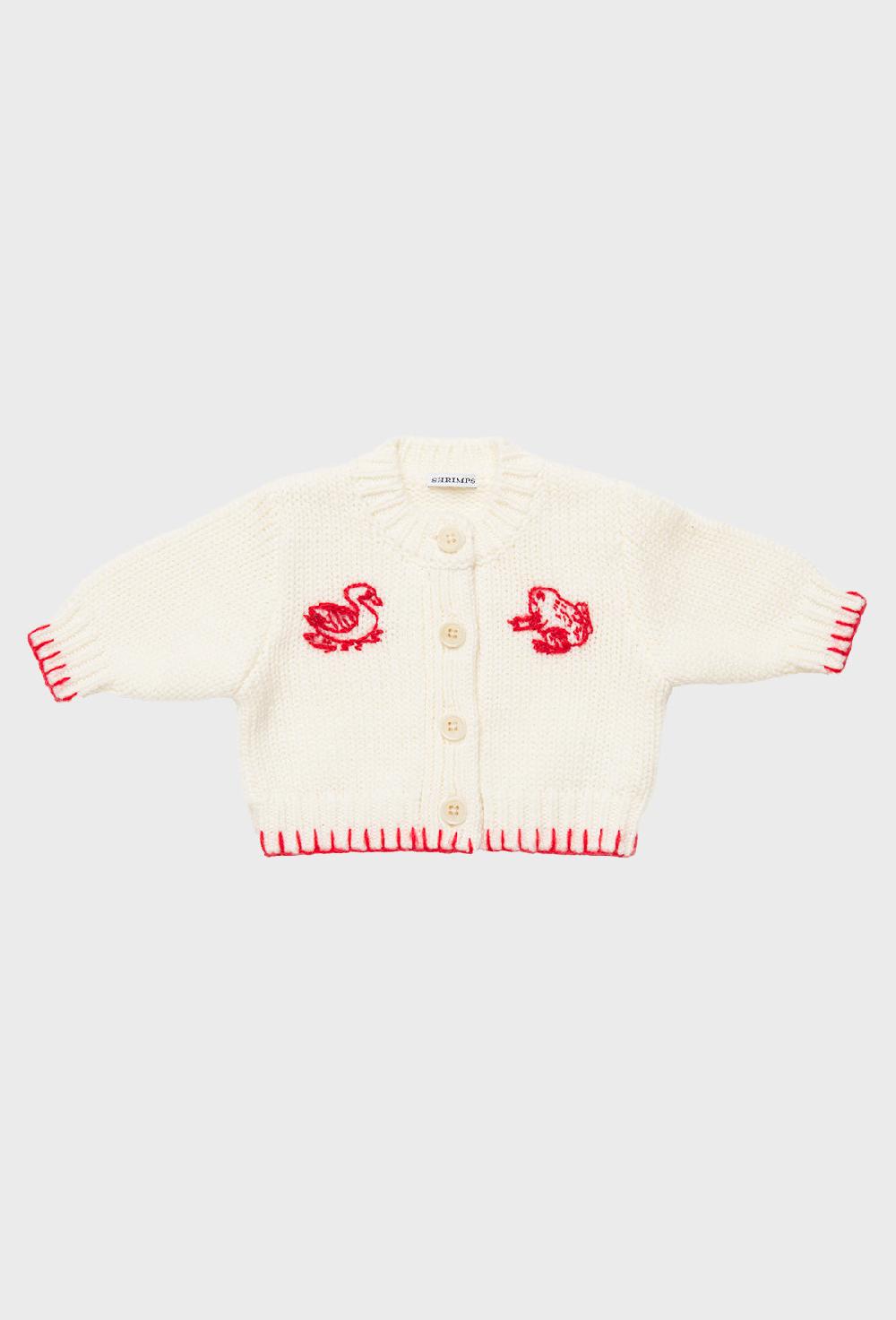 shrimps Zeno Baby & Kids Cardigan - Cream/Rose Red