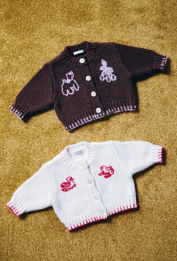 Shrimps Zeno Baby & Kids Cardigan - Cream/Rose Red