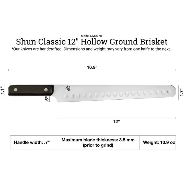 Shun Classic 12" Hollow Ground Brisket Knife