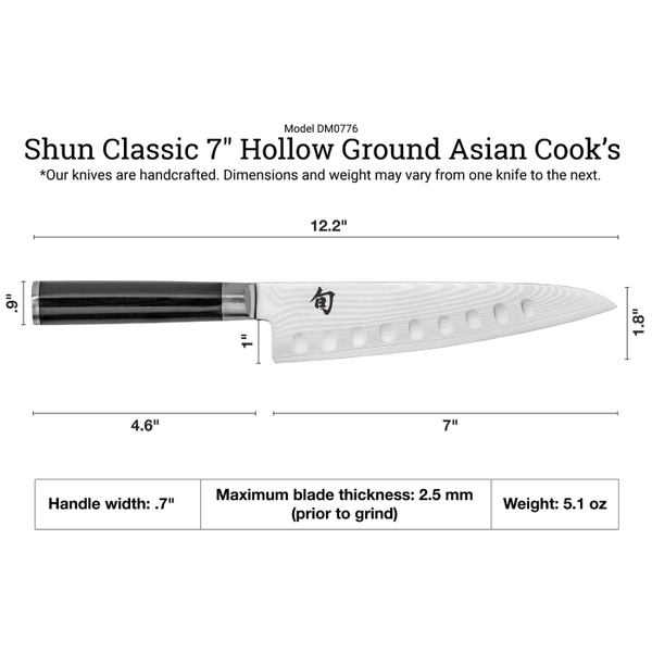 Shun Classic 7" Hollow Ground Asian Cook's Knife