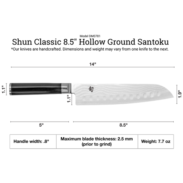 Shun Classic 8.5" Hollow Ground Santoku