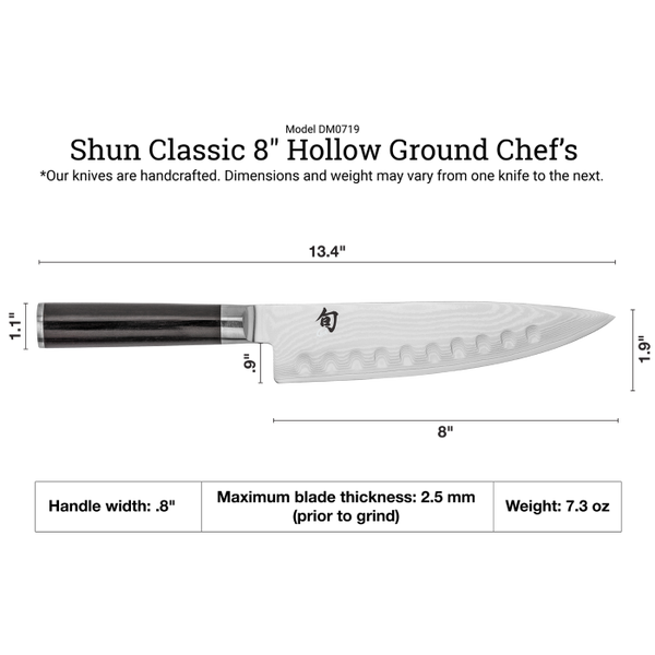 Shun Classic 8" Hollow Ground Chef's Knife