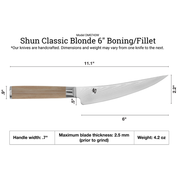 Shun Classic Blonde 6" Boning & Fillet