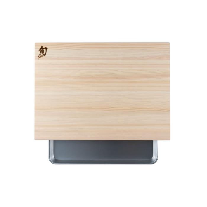 shun Hinoki Cutting Board With Metal Tray
