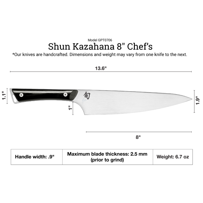 shun Kazahana 8" Chef's Knife