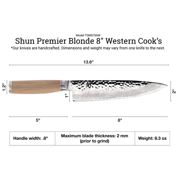 shun Premier Blonde 8" Western Cook's Knife