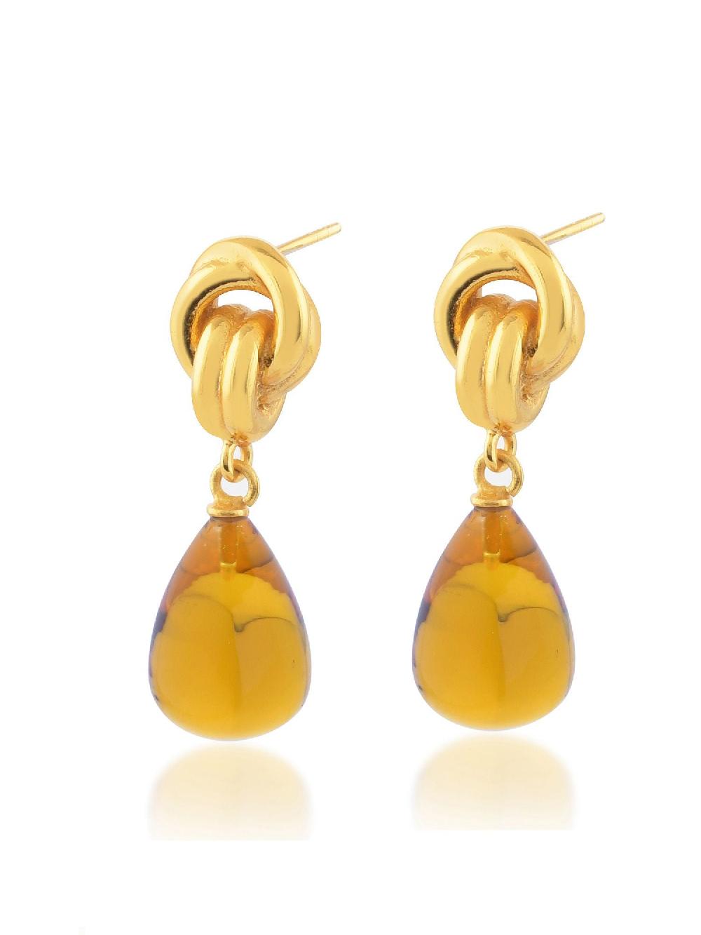 Shyla Chunky Knot Earrings Citrine