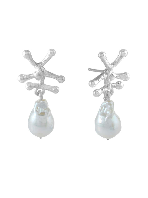 Shyla Nuria Earrings Silver Pearl