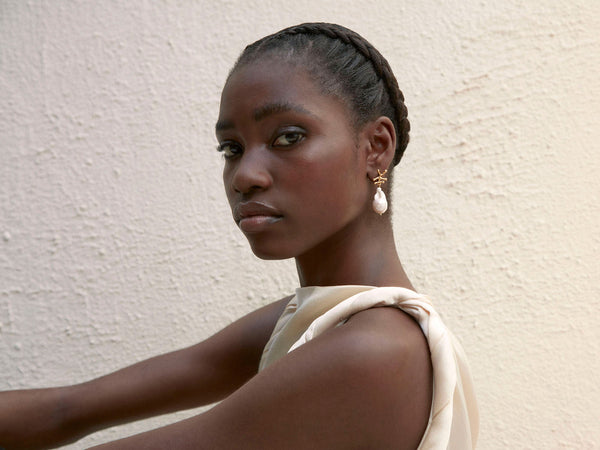 Shyla Nuria Earrings Silver Pearl