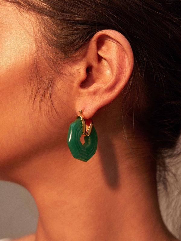 Shyla Sphinx Earrings Emerald