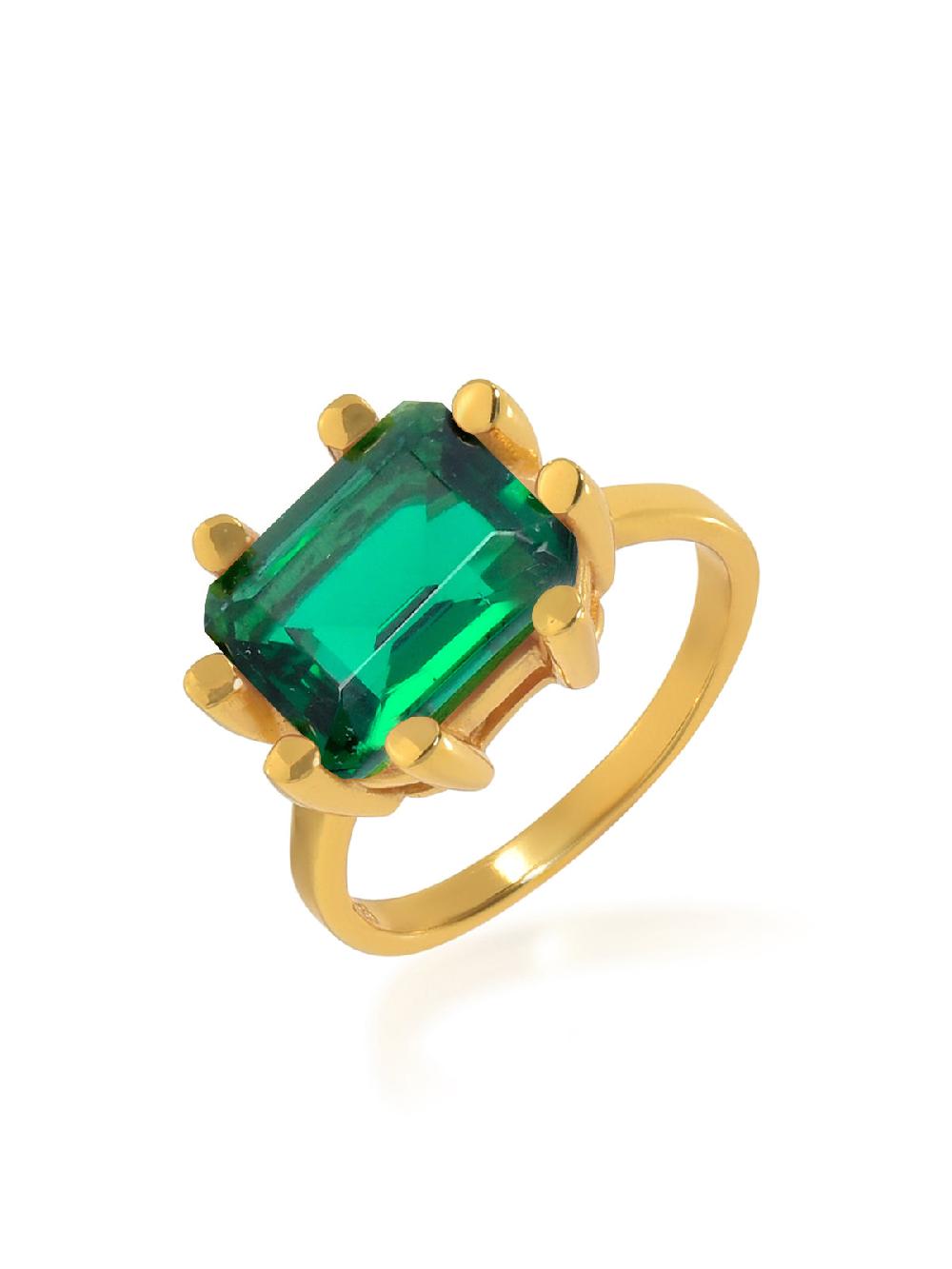 shyla Square Claw Ring Emerald