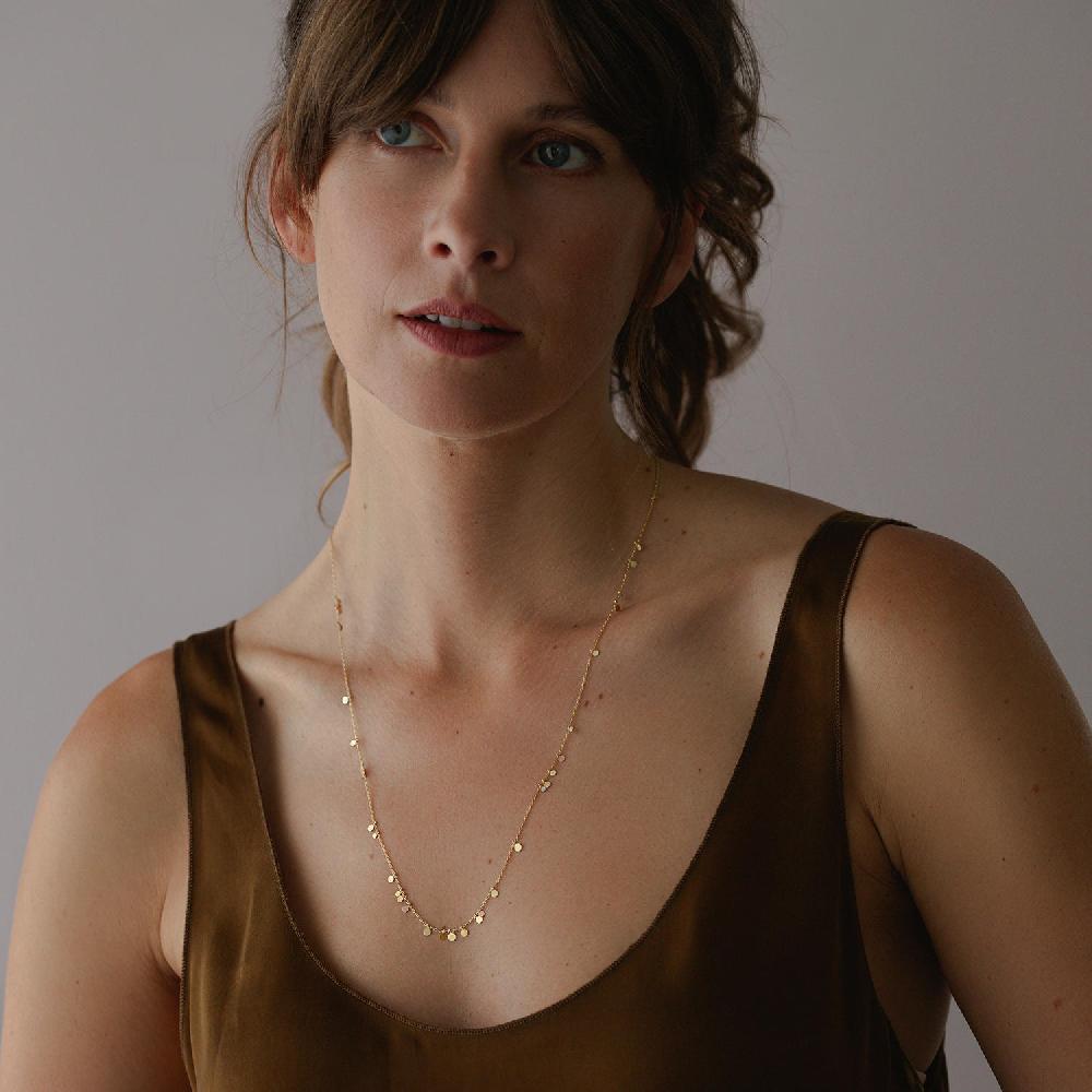 Sia Taylor Long Simple Rainbow Random Dots Necklace