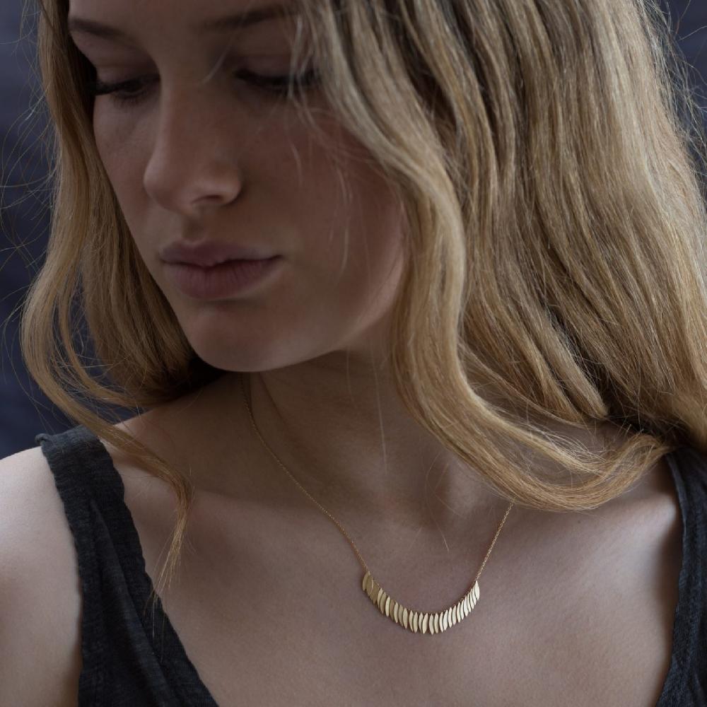 Sia Taylor Golden Leaf Arc Necklace