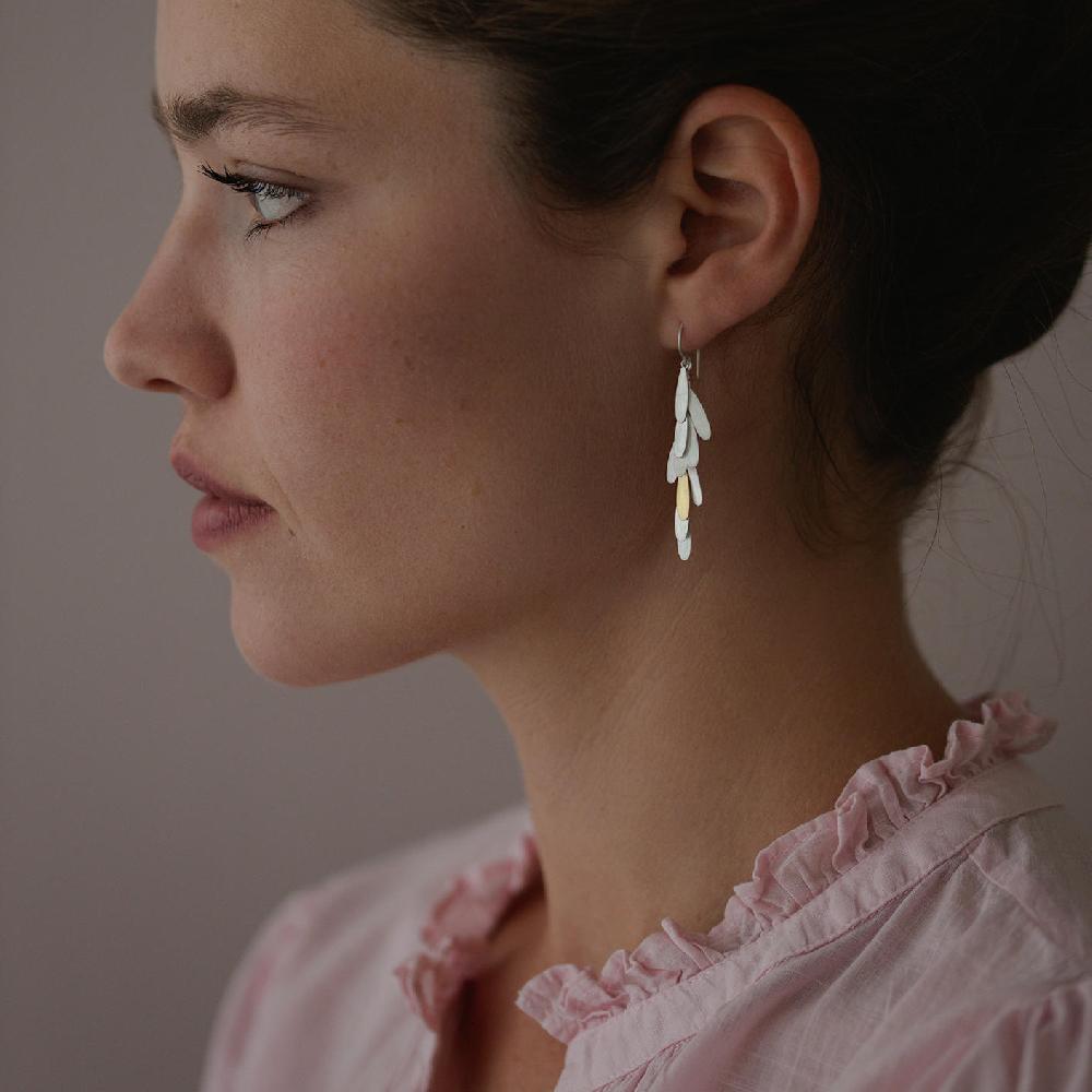 Sia Taylor Silver Daisy Long Earrings