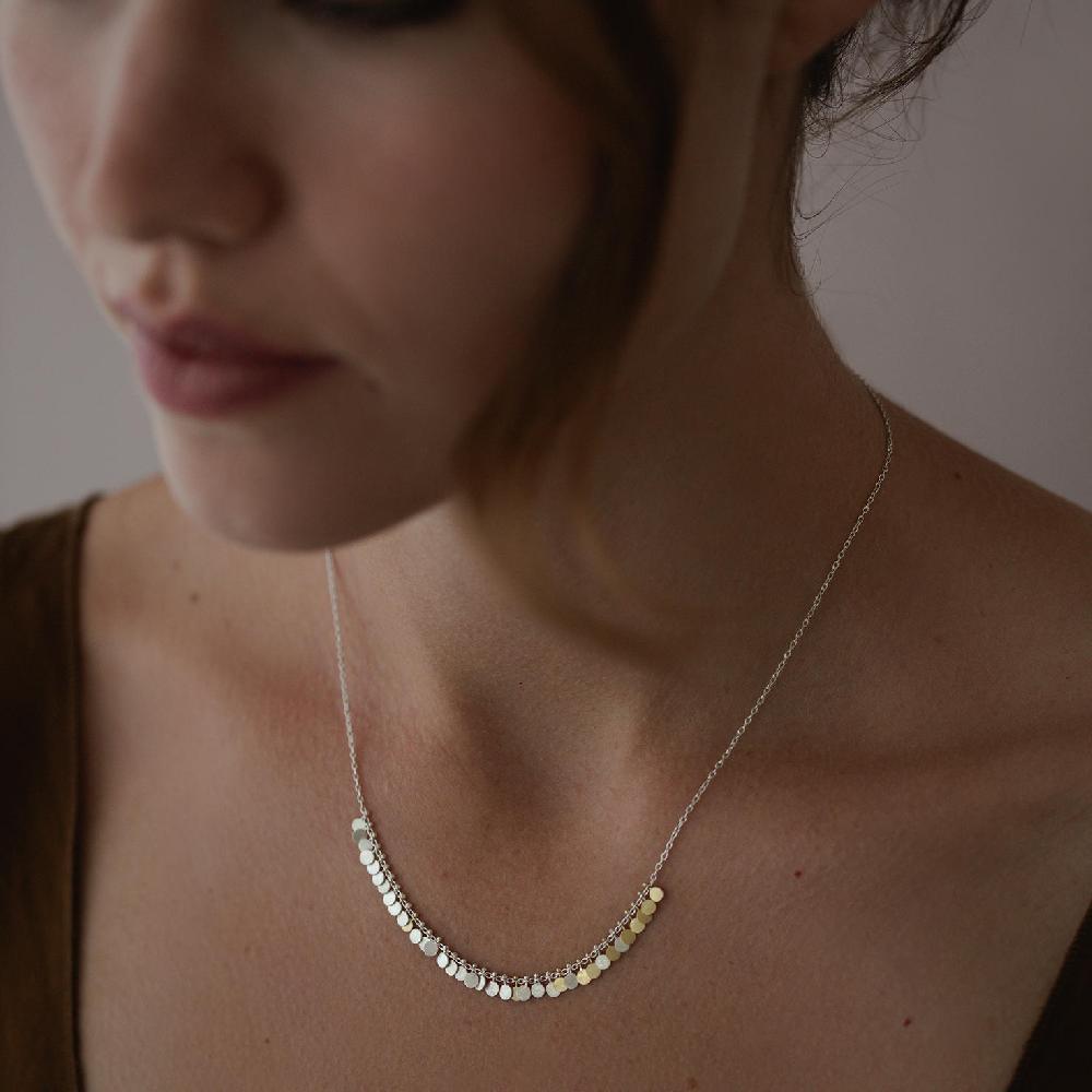 Sia Taylor Silver & Gold Tiny Dots Arc Necklace