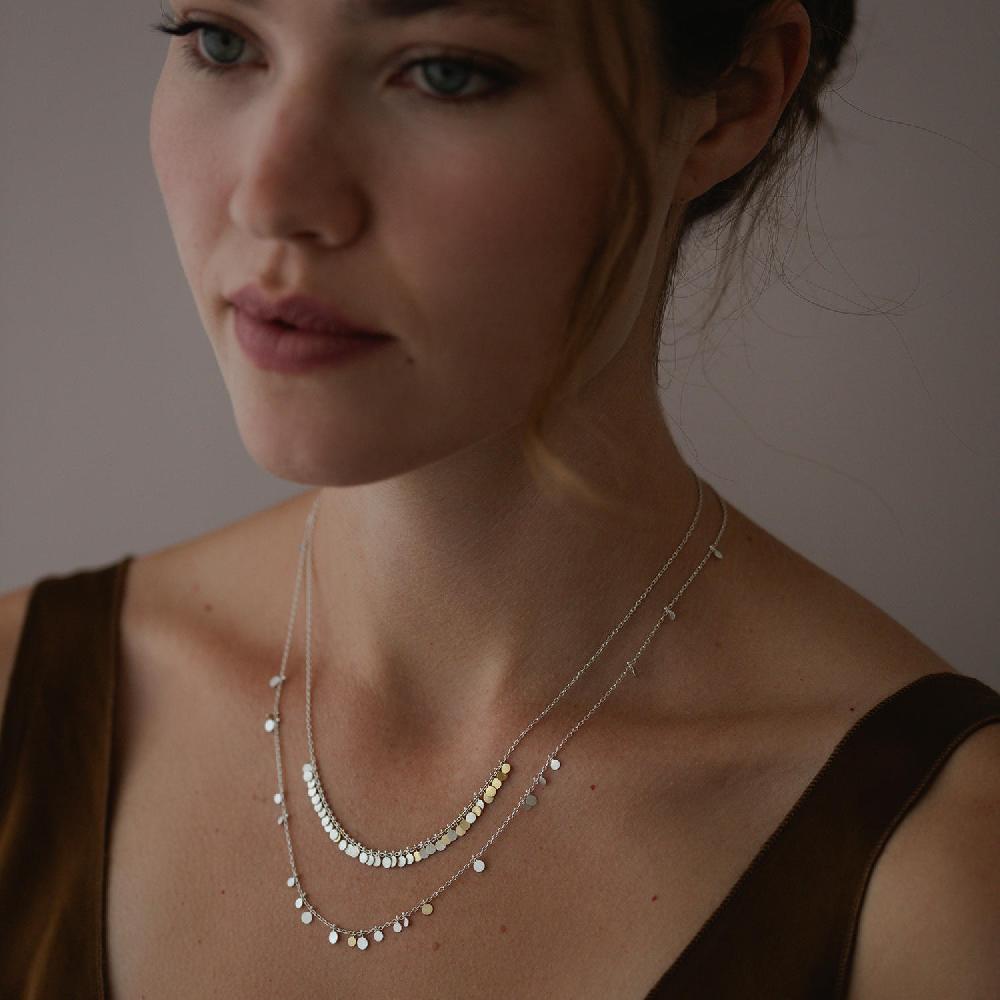 Sia Taylor Silver & Gold Tiny Dots Arc Necklace