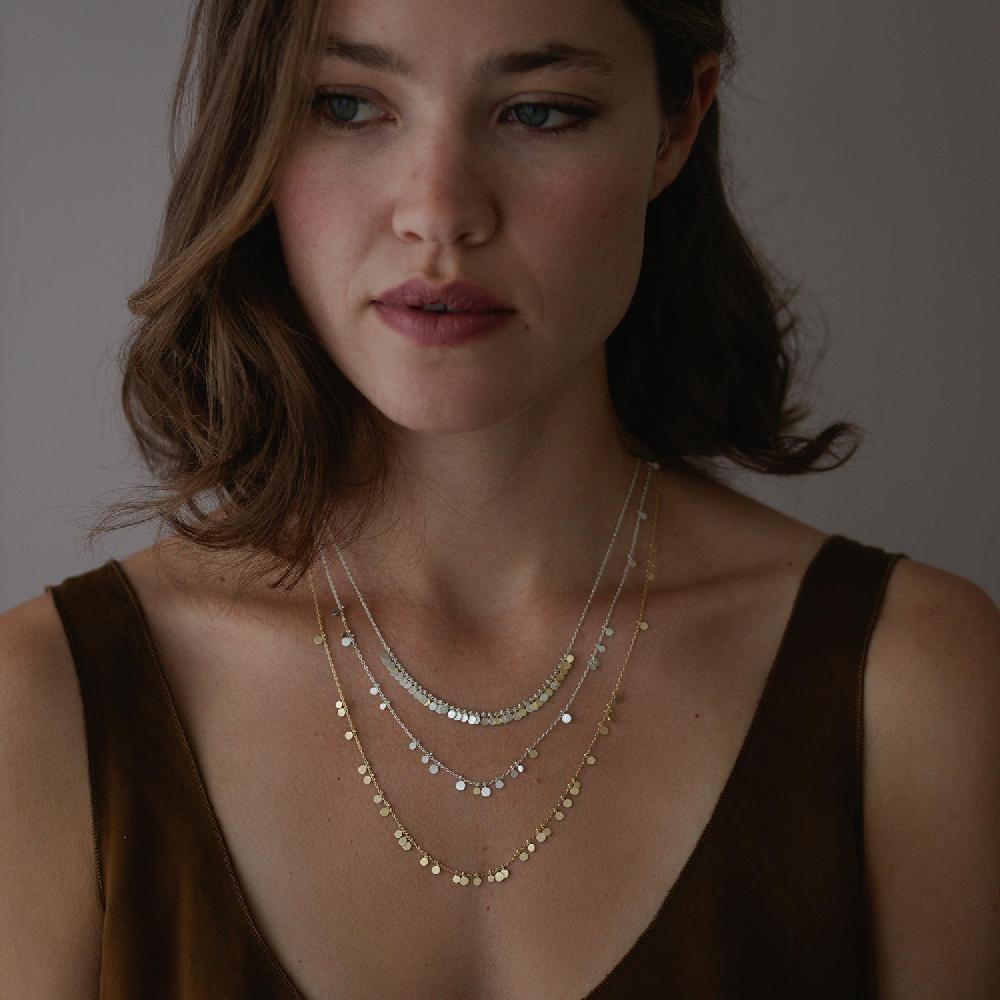 Sia Taylor Silver & Gold Tiny Dots Arc Necklace