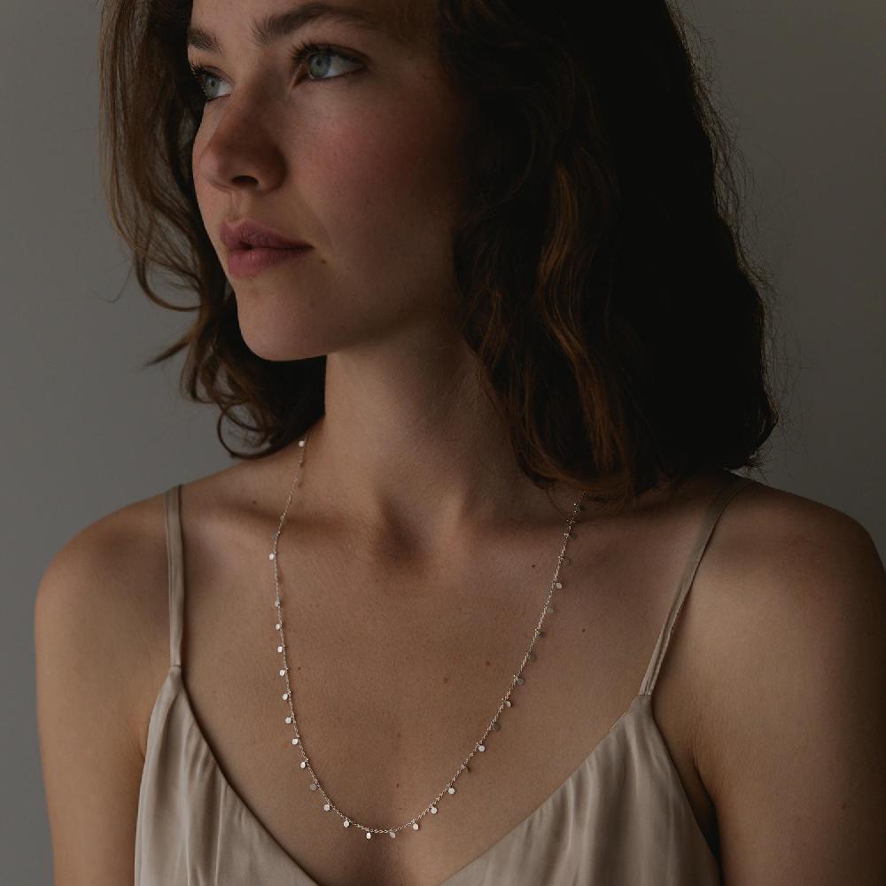 Sia Taylor Silver Long Dot Necklace